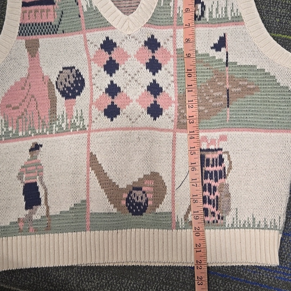 Vintage Pacific Coast Novelty Golf Pull-Over V-neck Sweater Vest-Size Large - Picture 15 of 17